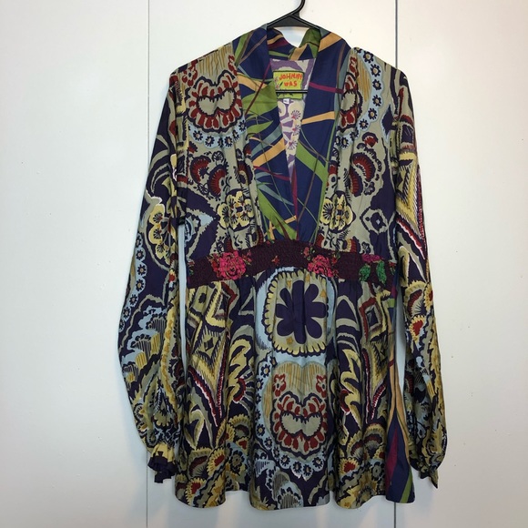 SOLD Johnny Was Silk Tunic Top - Picture 1 of 6